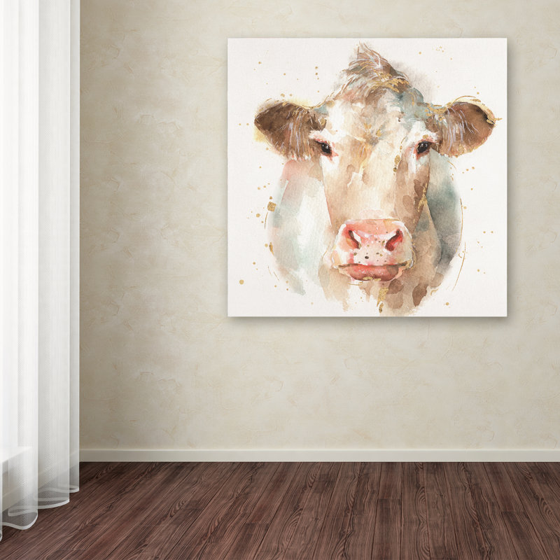 Farm Friends II Watercolor Cow Canvas Art