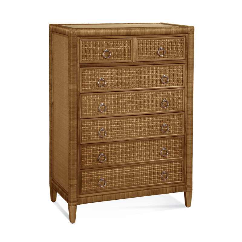 Naples 7 - Drawer Dresser, Honey, Yes, Satin Nickel