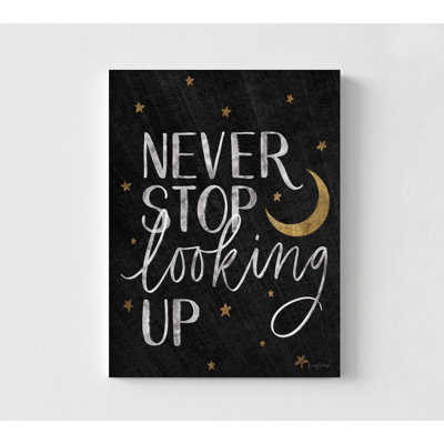 Little Child I Black Gold By Becky Thorns, Golden Star Sign, Never Stop Looking Up Sign Print, Chalkboard Moon Art Print, Gold Moon Print