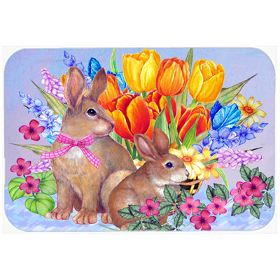 The Holiday Aisle New Beginnings II Easter Rabbit Glass Cutting Board