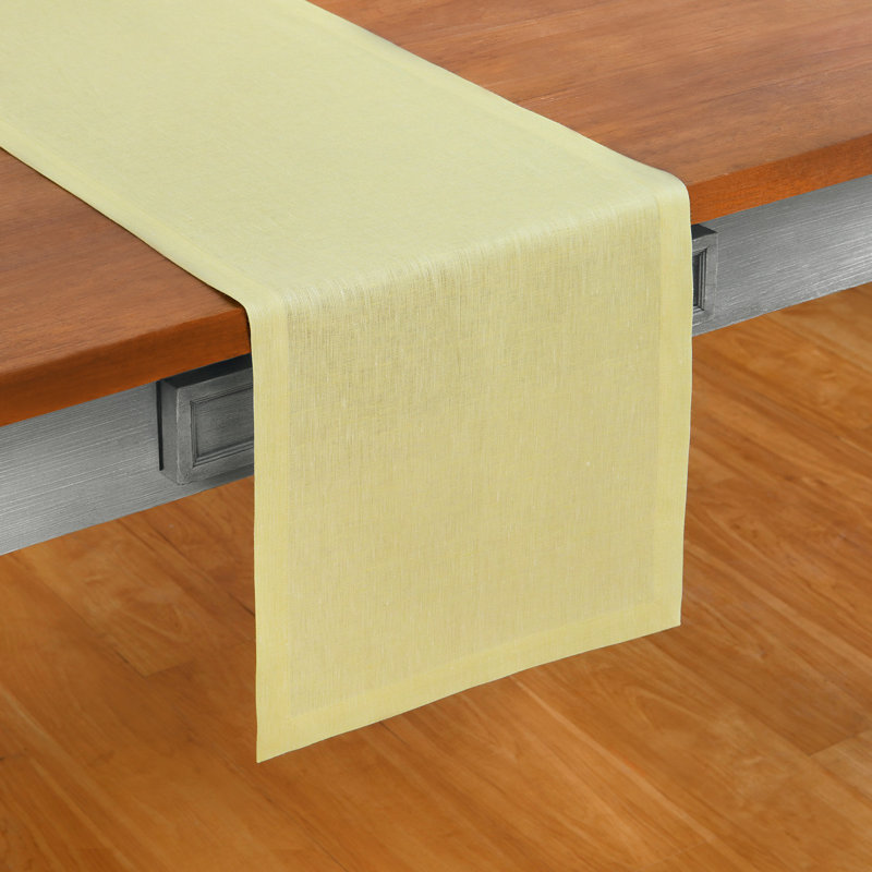 100% Pure Linen Table Runner - Athena, 60" x 14", Chambray Yellow