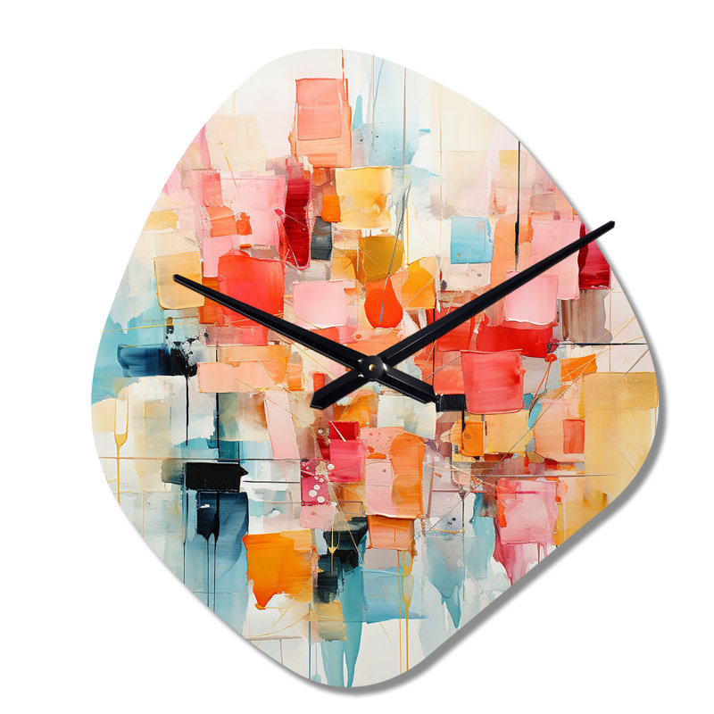 Collage Rhythms I - Abstract Collages, forme irrégulière, horloge murale, Grand