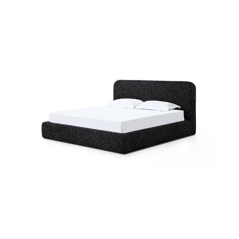 Lit plateforme tapissier Elora Chenille clair de lune, Roi, Clair de lune