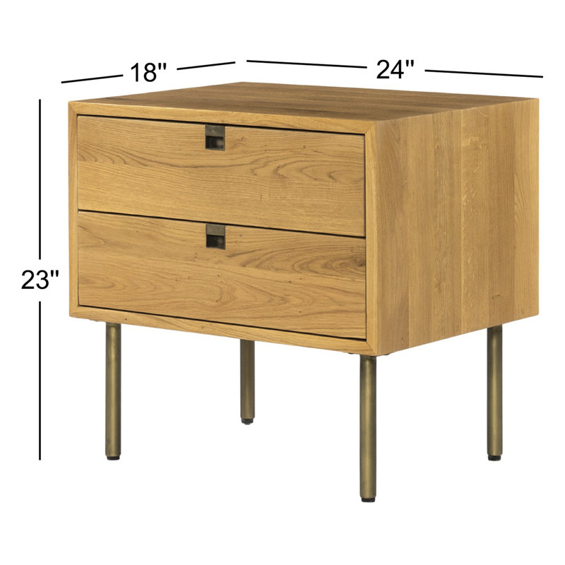 Carlisle 2 - Drawer Nightstand, Natural Oak