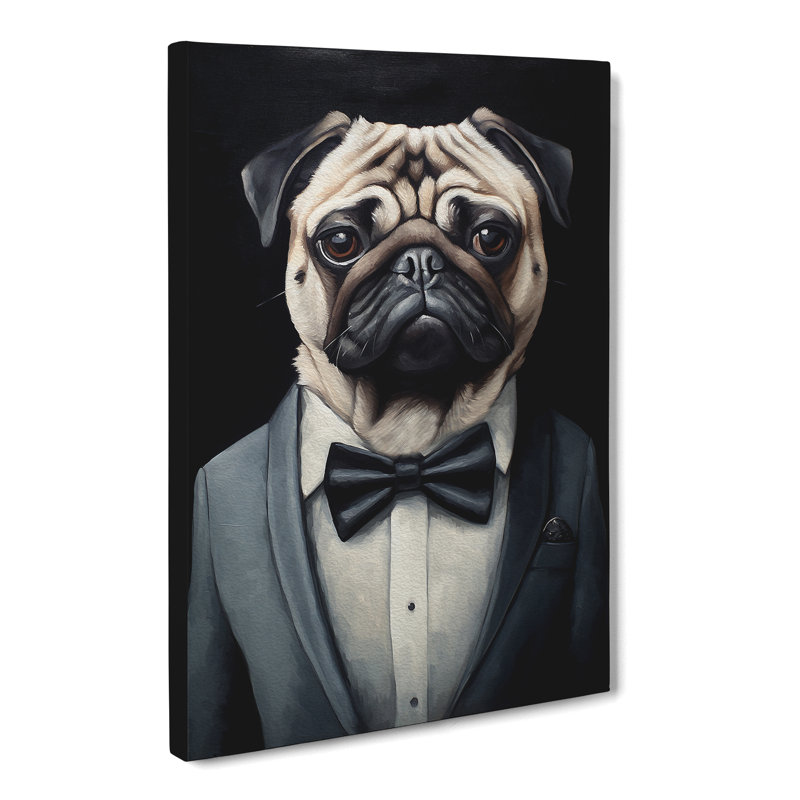 Pug Contemporary Art - Wrapped Canvas, 60cm H x 40cm W x 3cm D