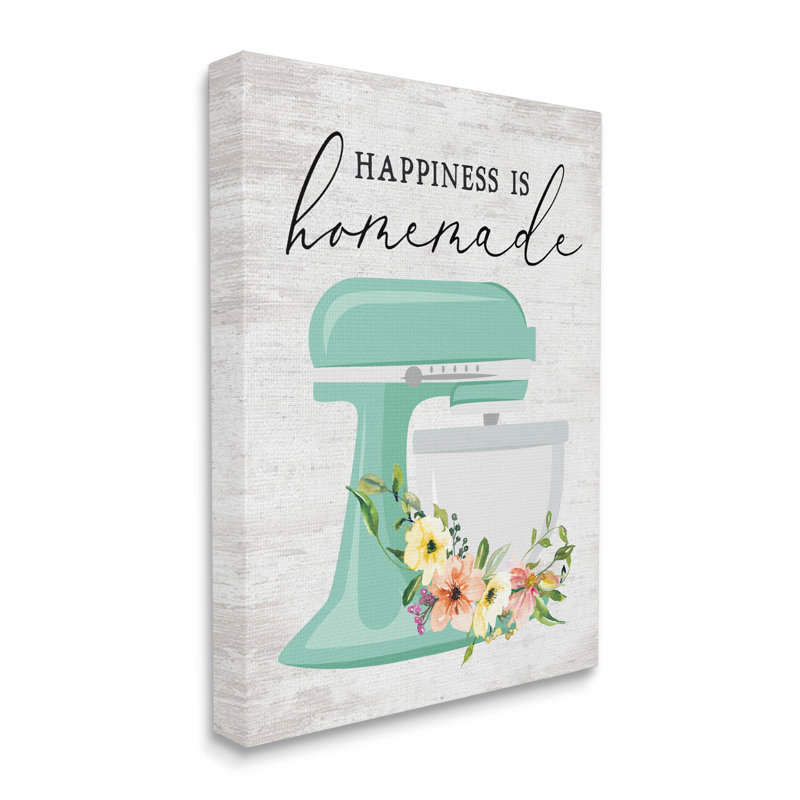 Batteur sur socle «Happiness Is Hom Made» par Lettred and Lined - impression, H 48 po x l 36 po, Toile tendue