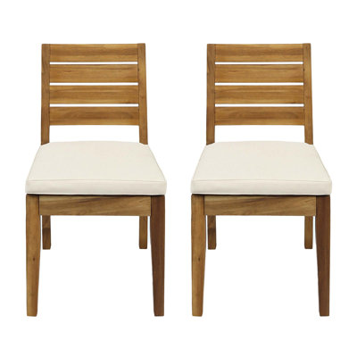 Outdoor Armless Dining Chairs with Water-Resistant Cushions (Set of 2)