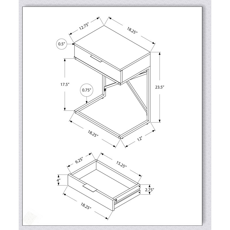 Table d'appoint contemporaine avec tiroir de rangement, pour le salon et la chambre à coucher, design élégant et fonctionnel
