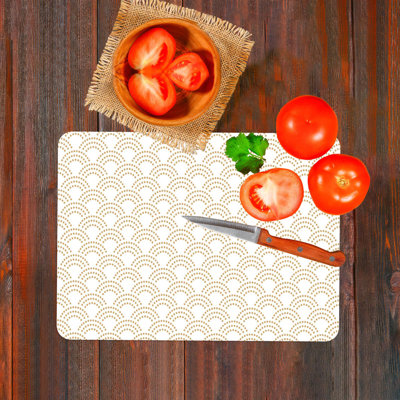 Planche à découper moderne en verre à motif géométrique abstrait idéale pour le camping et la cuisine