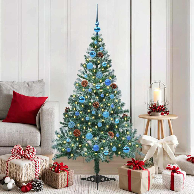 150 Cm H Green Christmas Tree with 150 Lights and Ball Ornaments