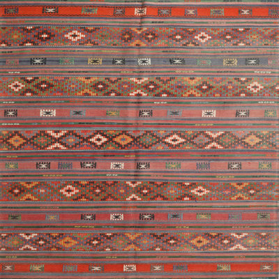 Tapis traditionnel mehroon/noir/bleu