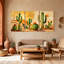 «Cactus Desert Cactus Landscape» avec 3 impressions sur toile-1388091737