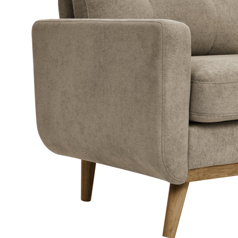 Chameau contemporain tapissé de 67,7 po de largeur, 29,8 po de profondeur, avec surface de soutien large avec pieds en bois, couleur principale, matériau, espace détente