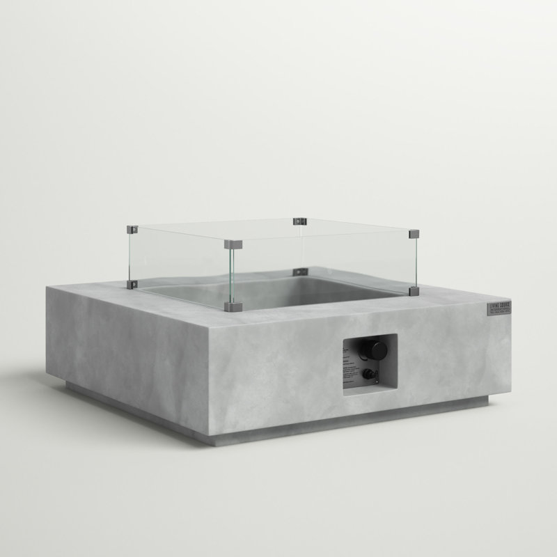Abigale Square Propane Fire Pit Table, Concrete