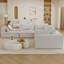 Nuage blanc à 5 places avec dimensions de produit de 118,2 po, tissu en velours côtelé, conception à deux couches, coussin amovible, sans assemblage, confort rembourré de plumes, support en éponge pure, compression à haute densité pour