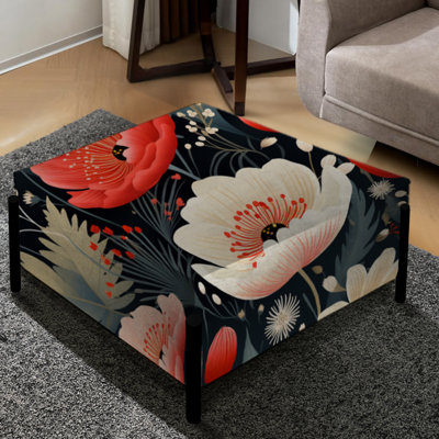 Light Red Garden Floral Serene Blooms - Floral Large Square Ottoman