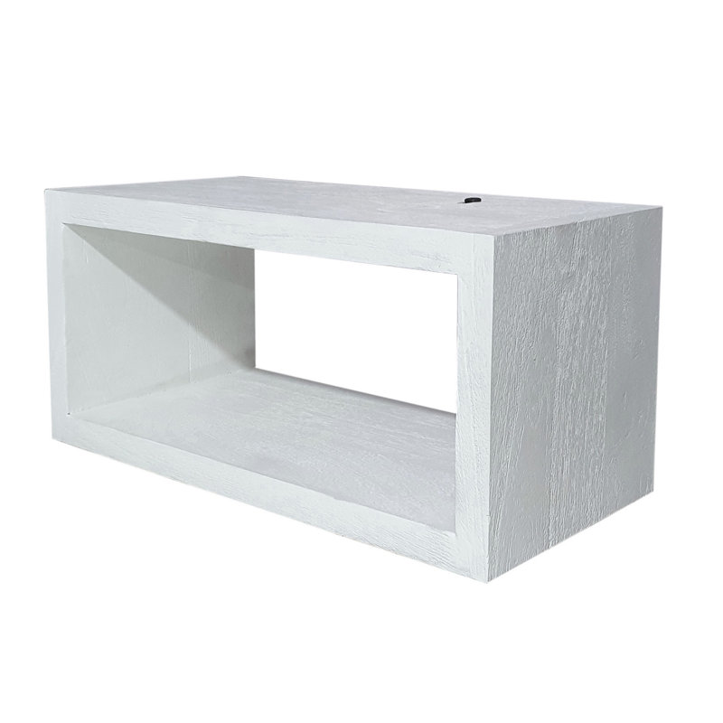 Tablette murale rectangulaire 18 pouces, structure en bois d'acacia, finition blanchie