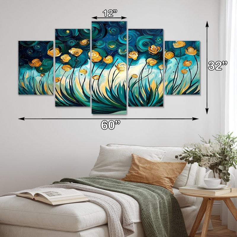 «Green and Yellow Herbs», ensemble d'art sur toile Herbes florales