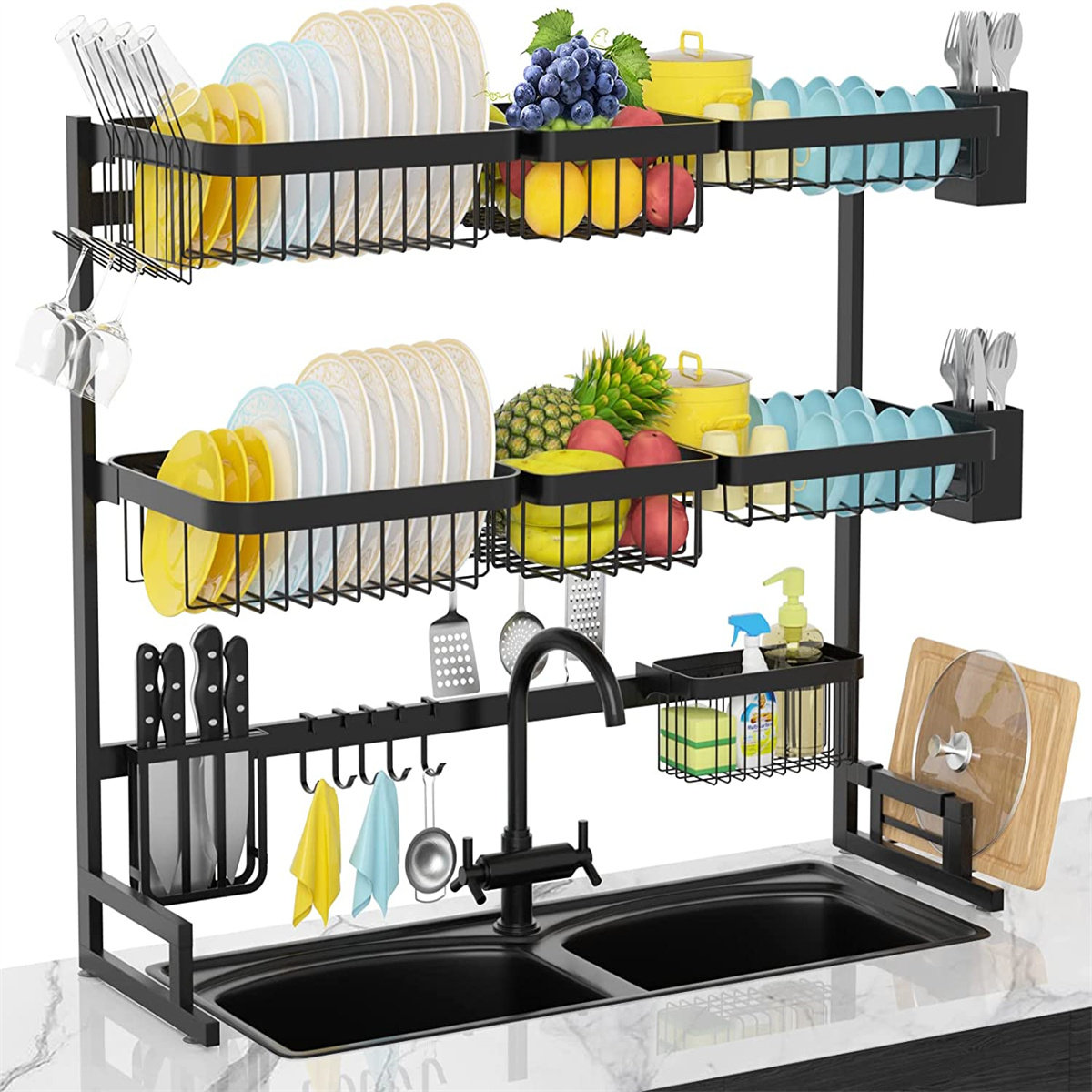 Stainless Steel Adjustable 2 Tier Dish Rack Lghm