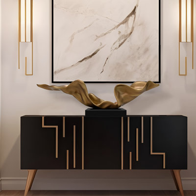 42.52"Luxury-modern-shaped golden glass-fiber sculpture piece