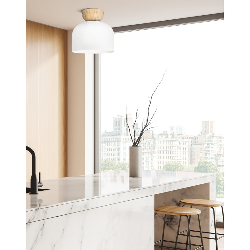 Raela 9 In. 1-Light 60-Watt Contemporary Matte White Flush Mount With Matte White Metal Shade Shade