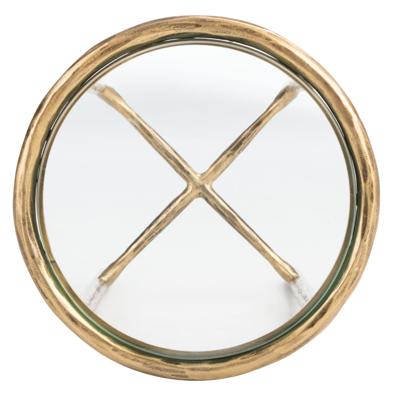 Evelynn Glass Cross Legs End Table, Brass