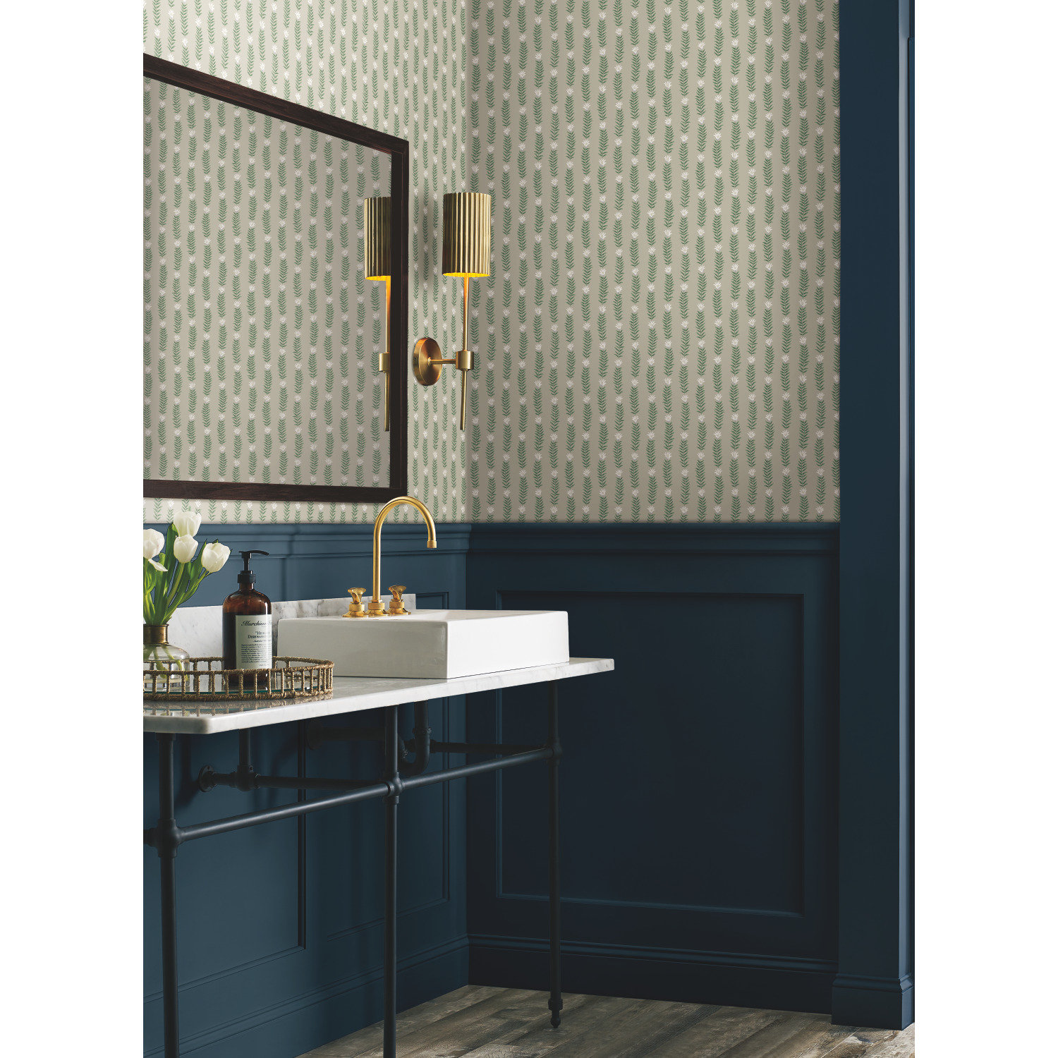 Eden Wallpaper Double Roll, Beige/Green