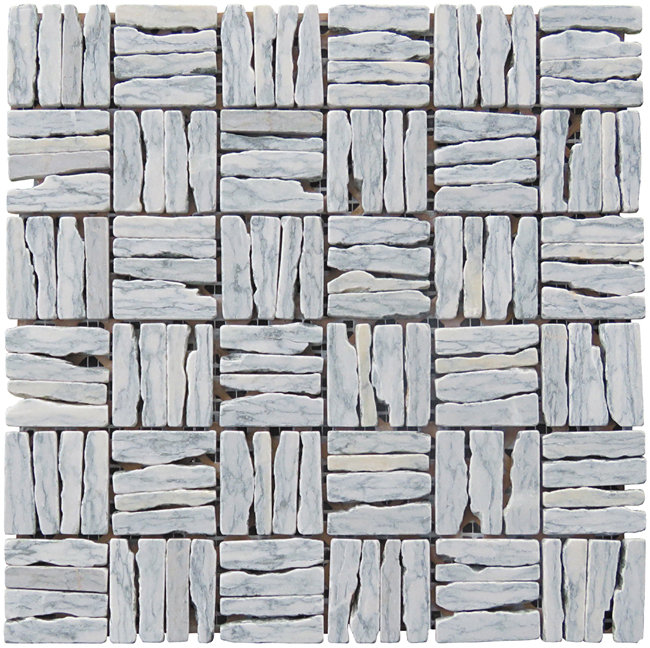 Landscape Wonder 0.75" x 2" Natural Stone Grid Mosaic Wall & Floor Tile, Light Gray