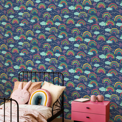 Hoopla Walls Rainbow Love Inky Mix 10m Wallpaper