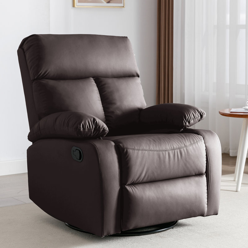 Swivel Rocker Recliners For Small Spaces,rocking Recliner Chair For Nursery,rv Recliners With Overstuffed Arm And Back-Brown
