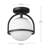 1-Light Matte Black Flush Mount Ceiling Light with Frosted Glass Shade