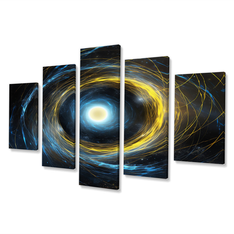 «Space Light Orbiting A Black Hole II», reproduction d'art murale espace - 5 panneaux