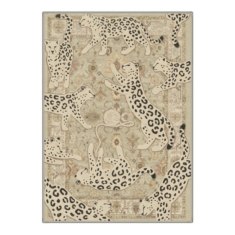 Tapis lavable à la machine Allandale, Rond 5 pi, Sand Beige