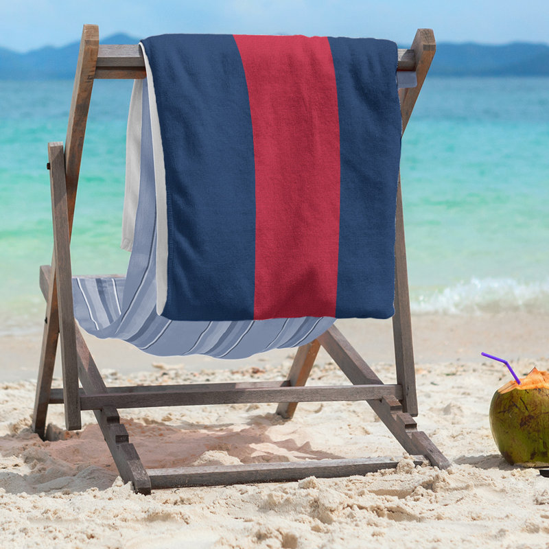 Columbus Lightweight Beach Towel, Blue/Red/Blue, Microfiber