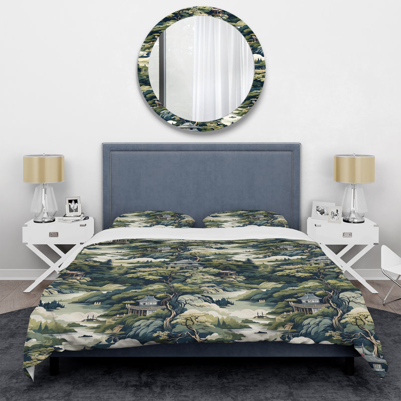 Literie Tea House Retreat, Housse de couette pour grand lit et 2 taies décor