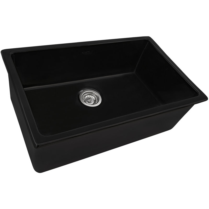 Ruvati 19'' W Single Bowl Fireclay Kitchen Sink, Black