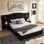 Structure de lit tapissier grand format avec tissu en velours, conception à rayures verticales avec boutons autour du lit plateforme avec tête de lit, structure solide et table de chevet - aucun sommier nécessaire - noir-976078000-976078001