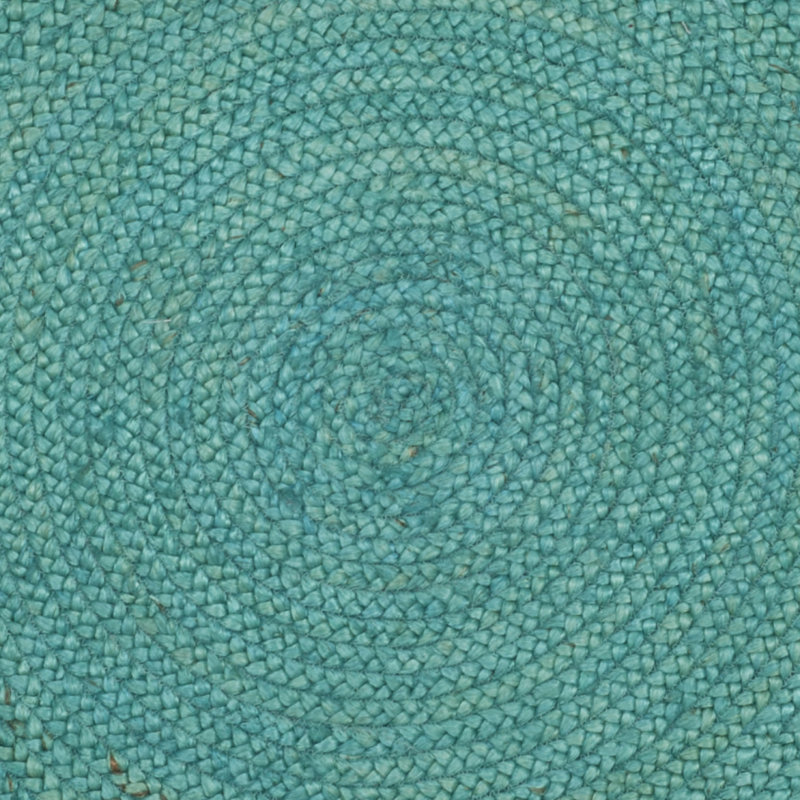 Alexina Hand-Woven Natural Jute Solid Color Area Rug, Rond 10 pi, Teal/Natural