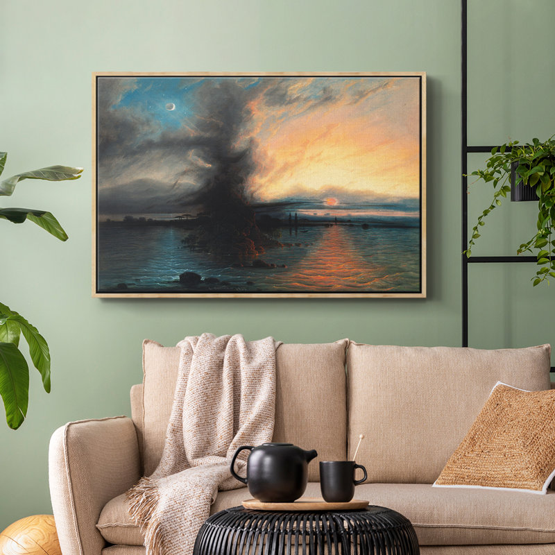 Paysage rétro - CX, H 17 po x l 25 po x P 2 po, Toile naturelle avec cadre flottant