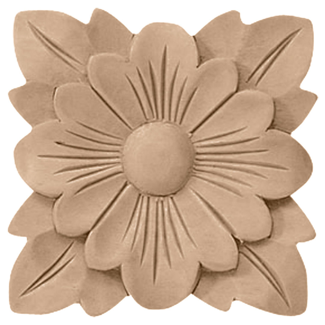 Springtime 2.75'' H x 2.75'' W x 0.25'' D Wood Rosette Applique Ekena Millwork