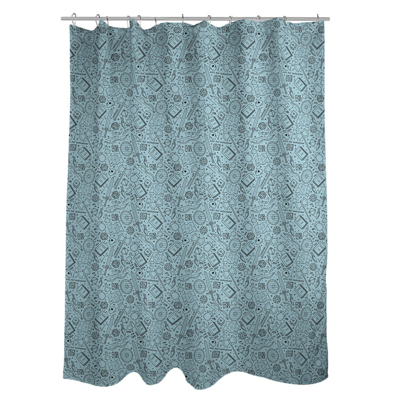 Rideau de douche simple classique RPG, Bleu / Noir