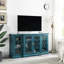 Buffet bleu sarcelle et meuble télé - 6 tablettes réglables, forme gracieuse, stable et sécuritaire 63 po sur 4 portes avec une belle esthétique, gestion des câbles