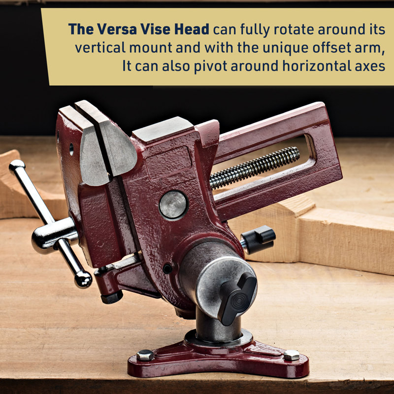 Ultimate Versatile Work Bench Vise - Table Vise with 2 Axes of Rotation - 4.5” Max Jaw Opening Table Vice Clamp with Offset Arm and Vertical Mount for Woodworkers or Metal Shops by 