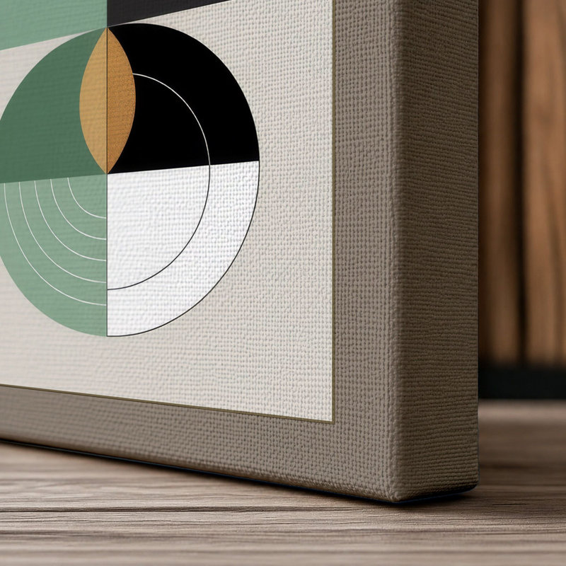 Harmony Grid Geometric - Wrapped Canvas, 18x12 - 45.7 x 30.5 cm, Taupe Border