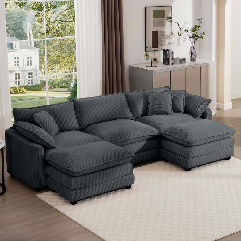 Oversized Modular Cushion Sofa, Gray