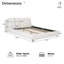 Grand lit plateforme tapissier avec deux têtes de lit amovibles, tissu Boucle, blanc