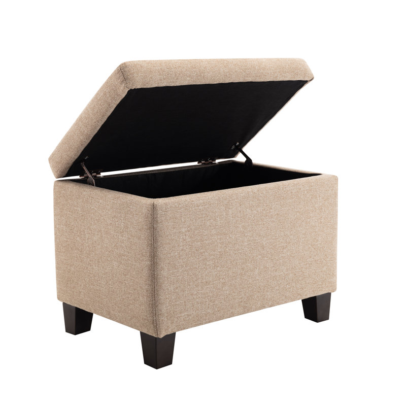 Repose-pieds de rangement rectangulaire capitonné 24 po avec rangement, Brun pâle