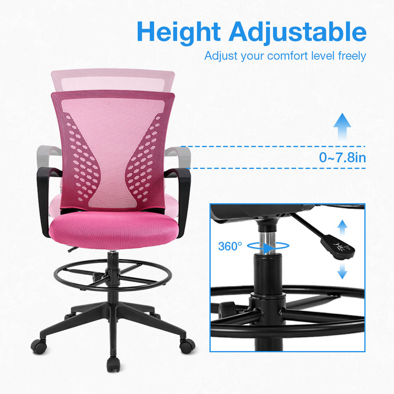 Drafting Chair, Pink