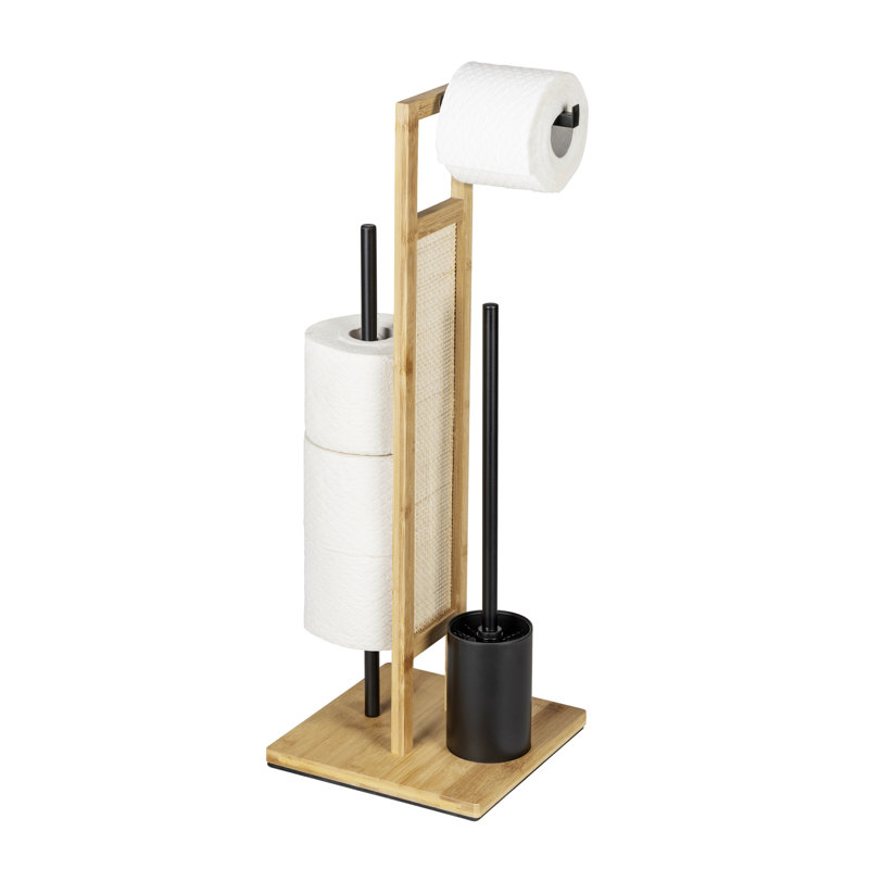 Amancia Made of Rattan and Bamboo Free-Standing Toilet Brush and Holder