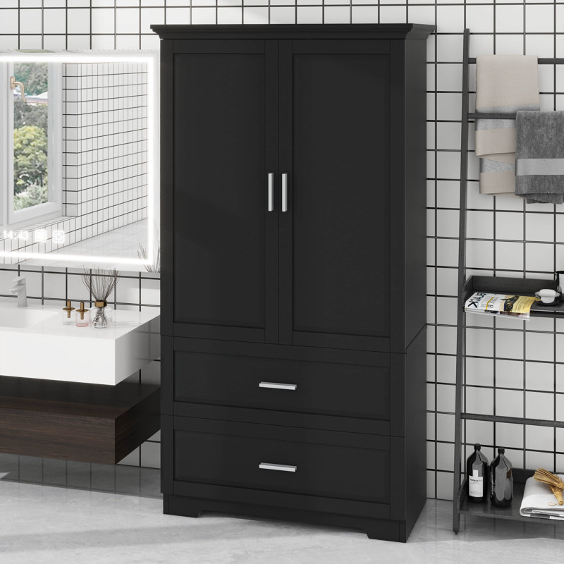 Tablette pratique à 2 portes et tiroirs, Black